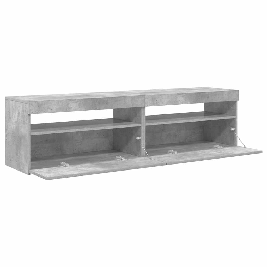 tv-borde 2 stk. med LED-lys 75x35x40 cm betongrå