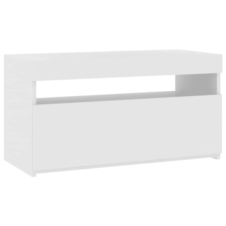 tv-bord med LED-lys 75x35x40 cm hvid højglans