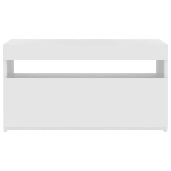 tv-bord med LED-lys 75x35x40 cm hvid højglans