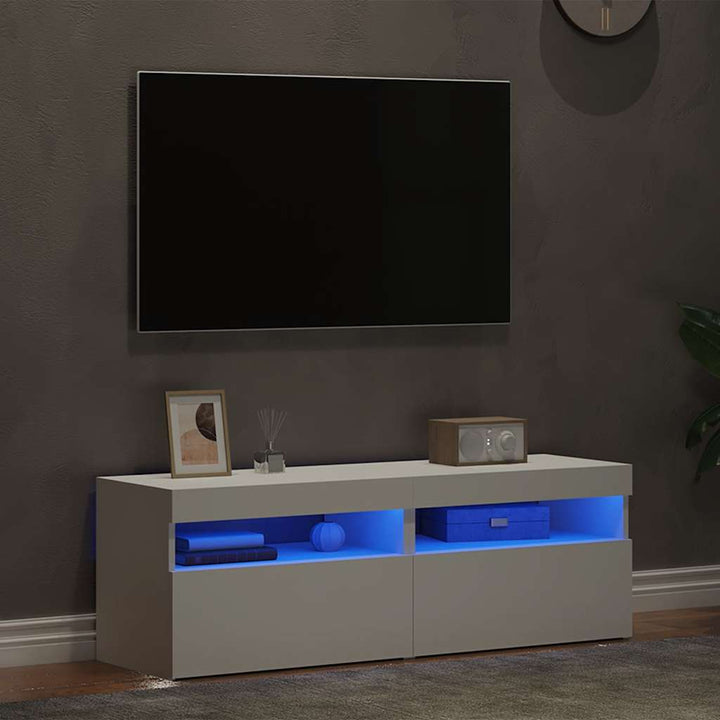 tv-borde med LED-lys 2 stk. 60x35x40 cm hvid