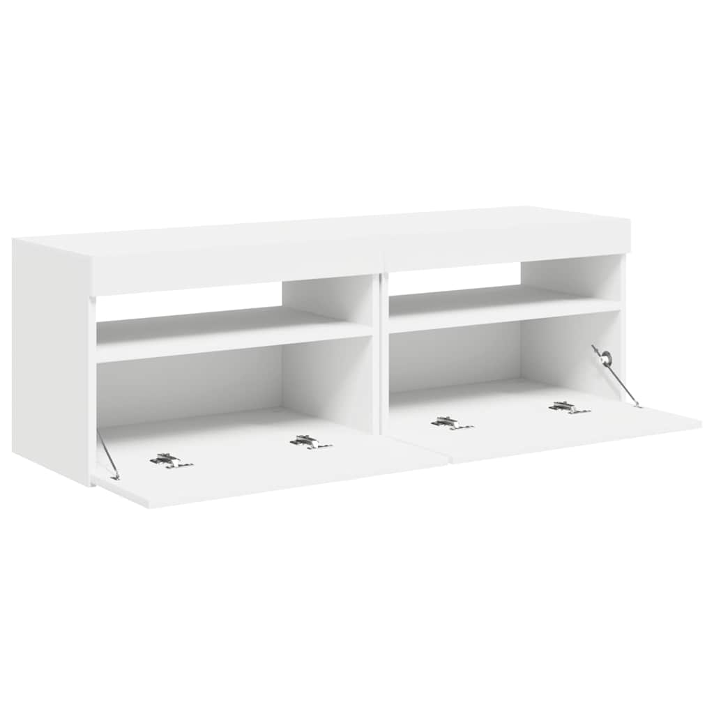 tv-borde med LED-lys 2 stk. 60x35x40 cm hvid