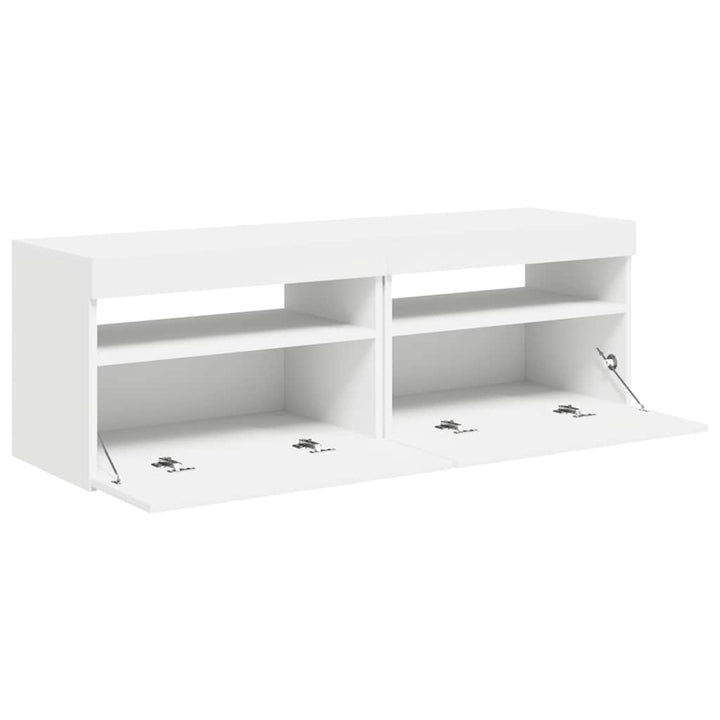tv-borde med LED-lys 2 stk. 60x35x40 cm hvid