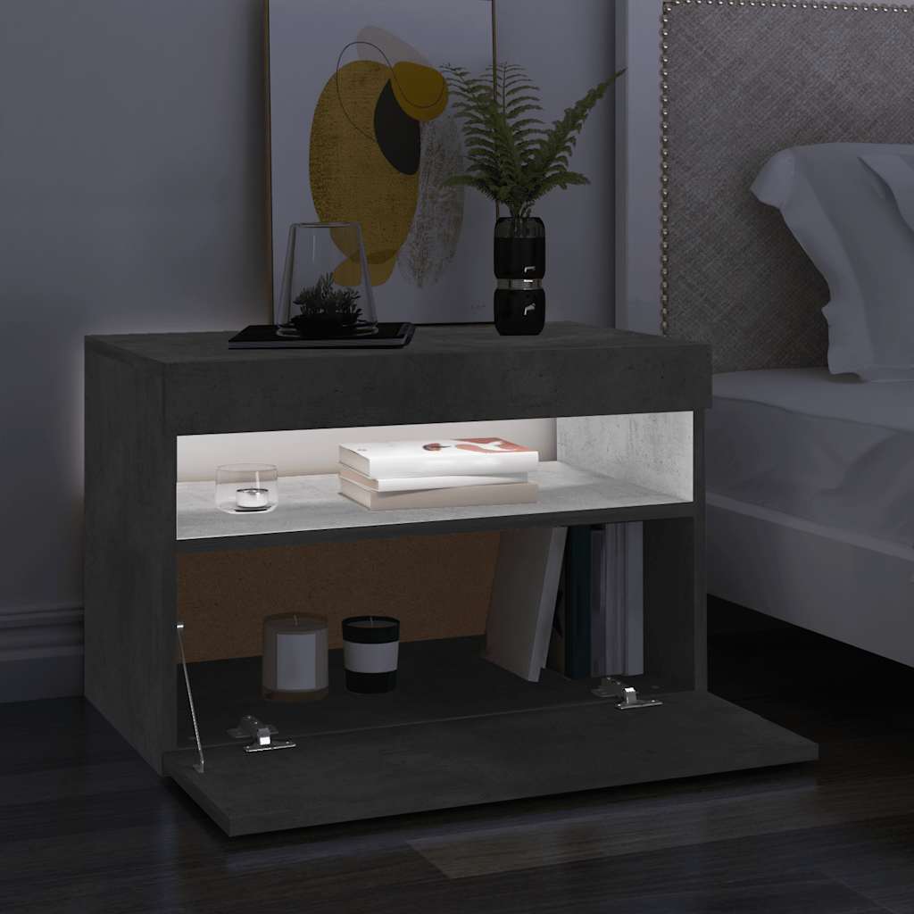 tv-borde med LED-lys 2 stk. 60x35x40 cm betongrå