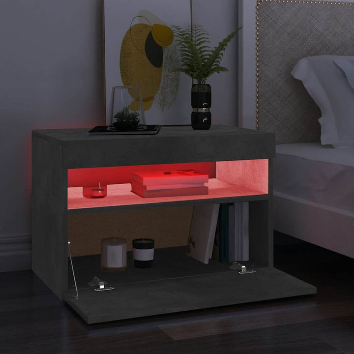 tv-borde med LED-lys 2 stk. 60x35x40 cm betongrå