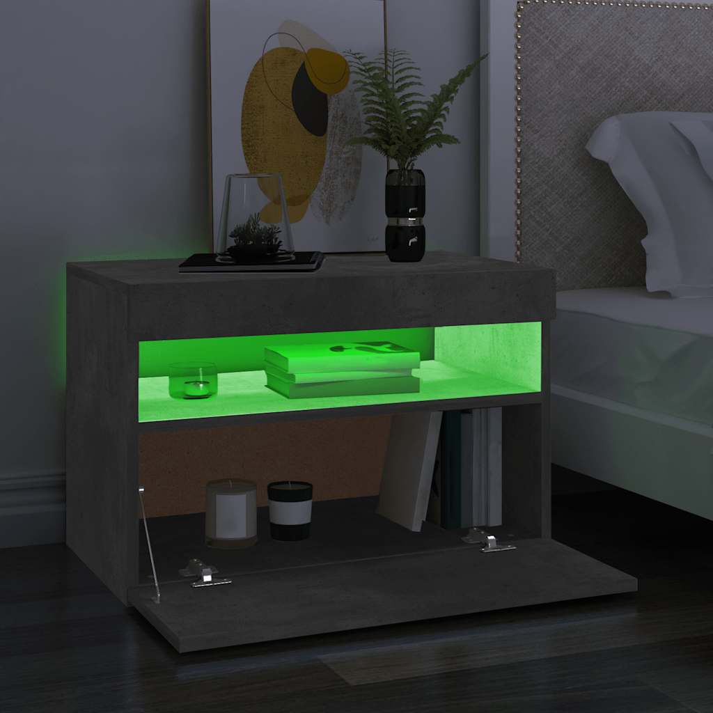 tv-borde med LED-lys 2 stk. 60x35x40 cm betongrå