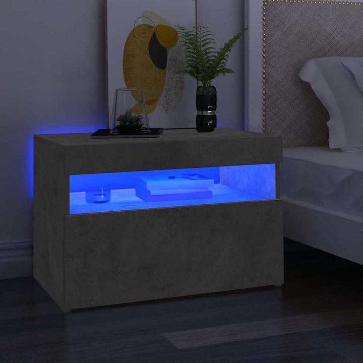 tv-borde med LED-lys 2 stk. 60x35x40 cm betongrå