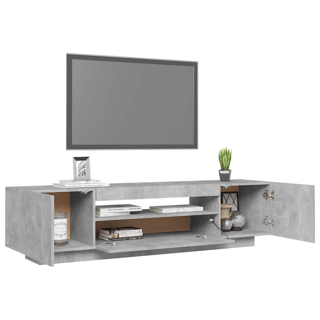 tv-skab med LED-lys 160x35x40 cm betongrå