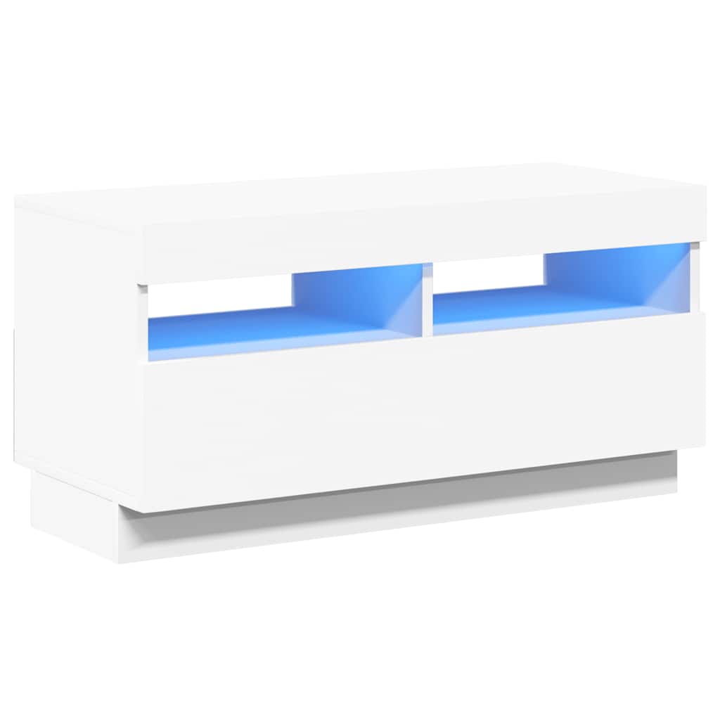 tv-skab med LED-lys 80x35x40 cm hvid
