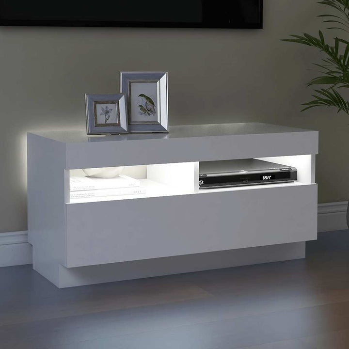 tv-skab med LED-lys 80x35x40 cm hvid