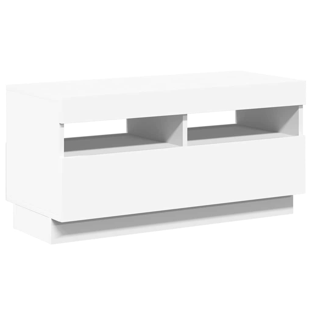 tv-skab med LED-lys 80x35x40 cm hvid