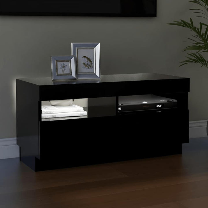 tv-bord med LED-lys 80x35x40 cm sort