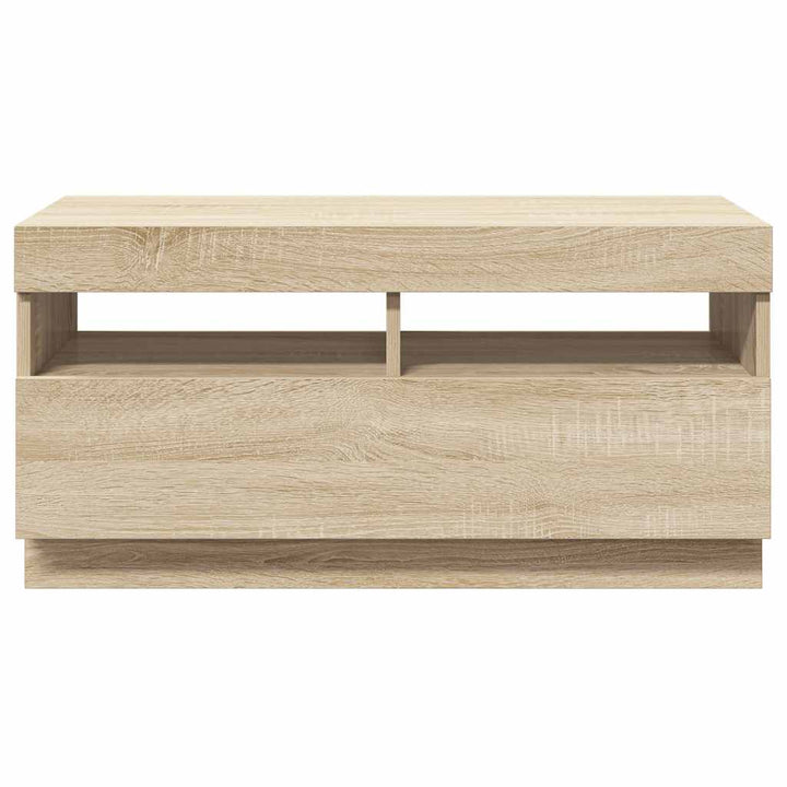 tv-bord med LED-lys 80x35x40 cm sonoma-eg