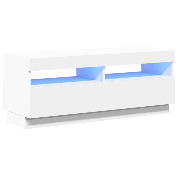 tv-skab med LED-lys 100x35x40 cm hvid