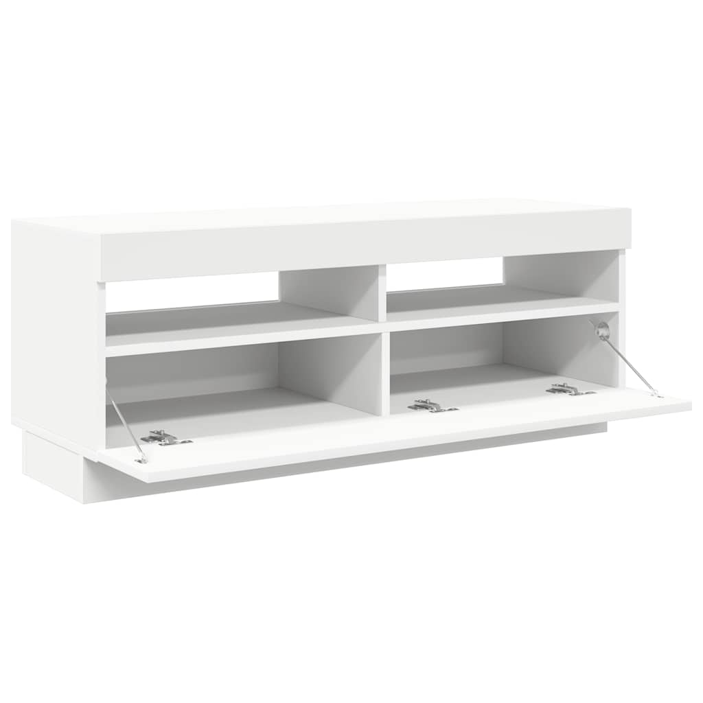 tv-skab med LED-lys 100x35x40 cm hvid