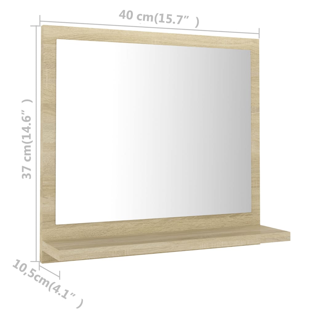 badeværelsesspejl 40x10,5x37 cm konstrueret træ sonoma-eg