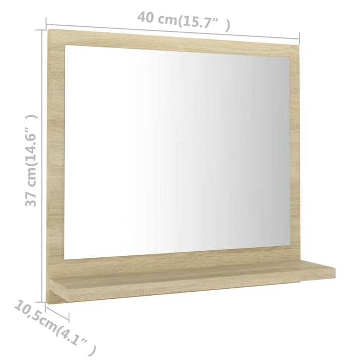 badeværelsesspejl 40x10,5x37 cm konstrueret træ sonoma-eg