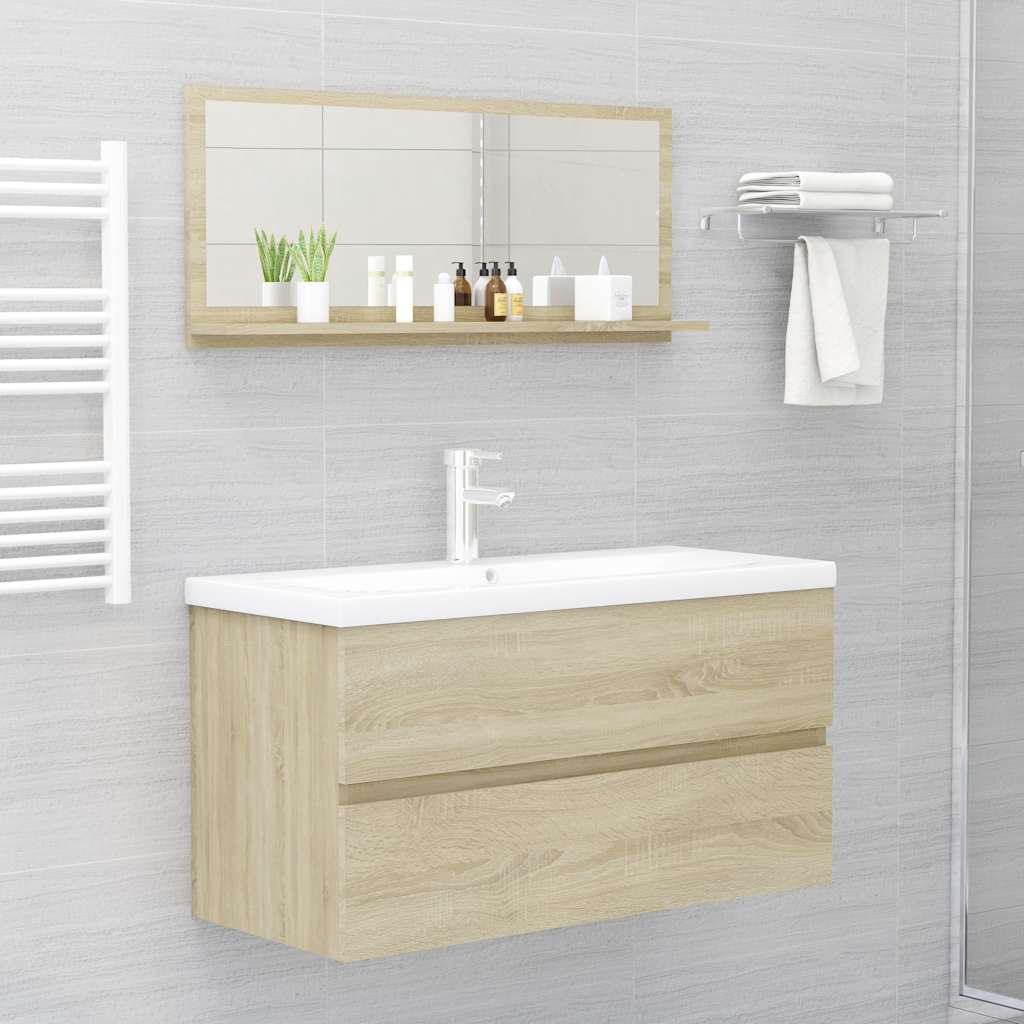badeværelsesspejl 90x10,5x37 cm konstrueret træ sonoma-eg