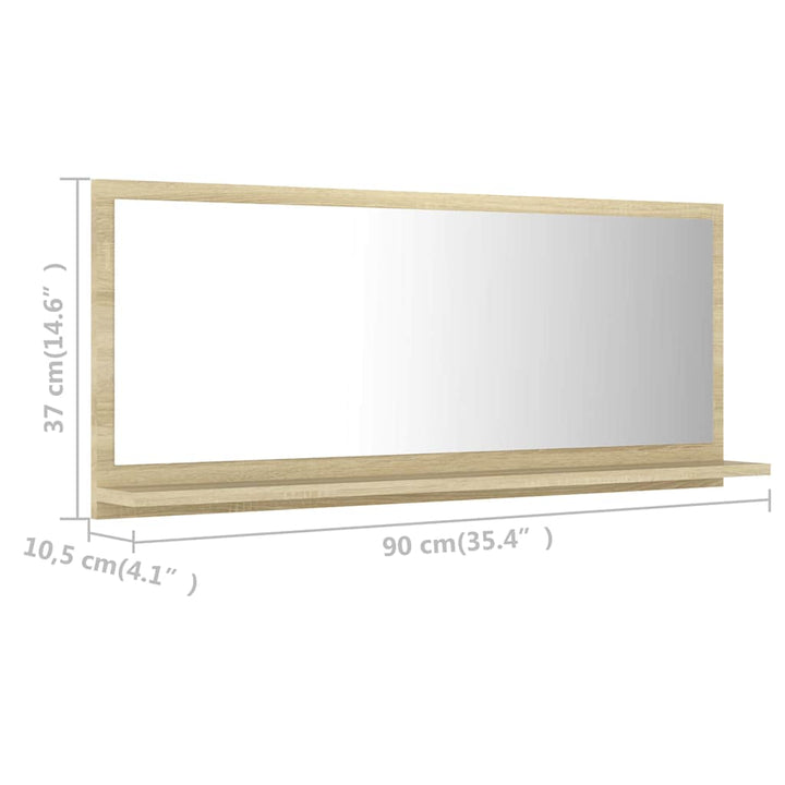 badeværelsesspejl 90x10,5x37 cm konstrueret træ sonoma-eg