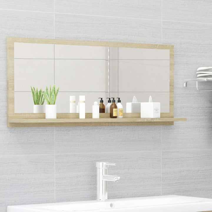 badeværelsesspejl 90x10,5x37 cm konstrueret træ sonoma-eg