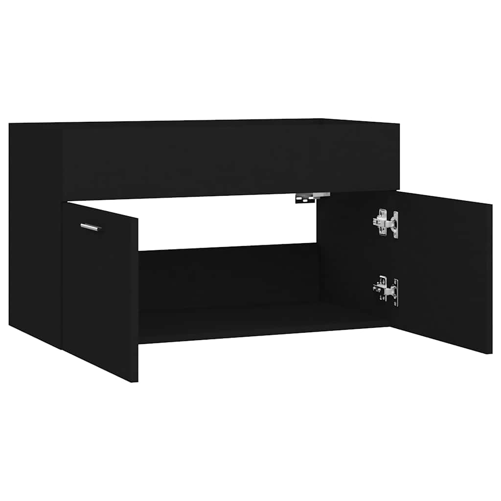 skab til håndvask 80x38,5x46 cm konstrueret træ sort