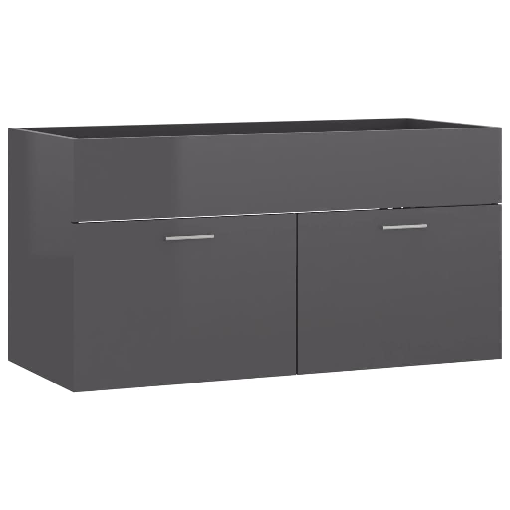 skab til håndvask 90x38,5x46 cm konstrueret træ grå højglans