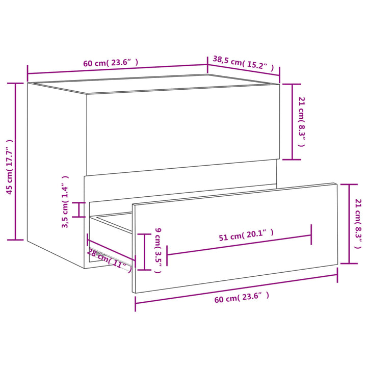 skab til håndvask 60x38,5x45 cm konstrueret træ hvid