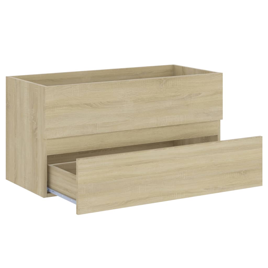 skab til håndvask 90x38,5x45 cm konstrueret træ sonoma-eg