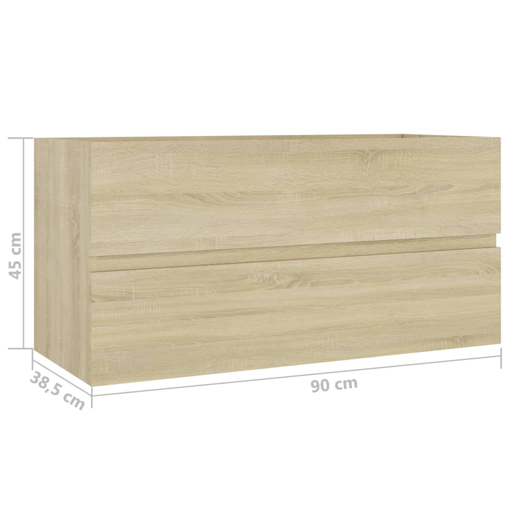 skab til håndvask 90x38,5x45 cm konstrueret træ sonoma-eg