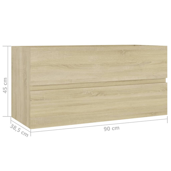 skab til håndvask 90x38,5x45 cm konstrueret træ sonoma-eg