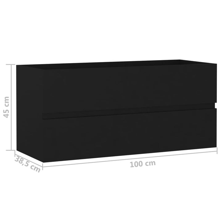 skab til håndvask 100x38,5x45 cm konstrueret træ sort