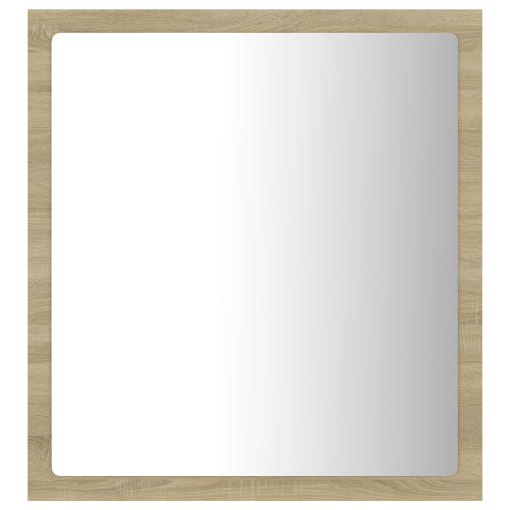 badeværelsesspejl med LED-lys 40x8,5x37 cm akryl sonoma-eg