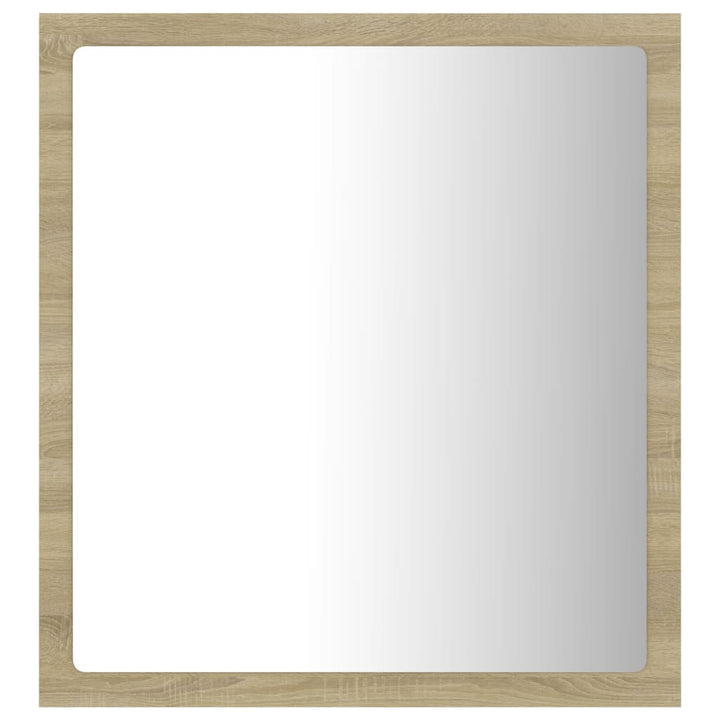 badeværelsesspejl med LED-lys 40x8,5x37 cm akryl sonoma-eg