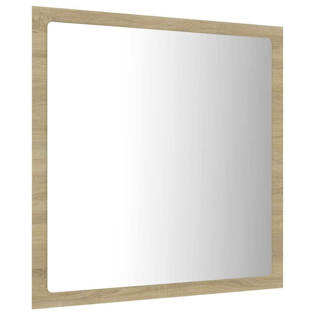 badeværelsesspejl med LED-lys 40x8,5x37 cm akryl sonoma-eg