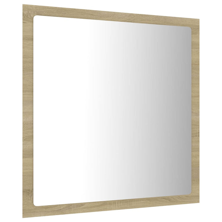 badeværelsesspejl med LED-lys 40x8,5x37 cm akryl sonoma-eg