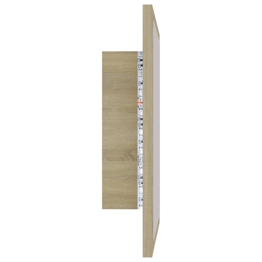badeværelsesspejl med LED-lys 40x8,5x37 cm akryl sonoma-eg