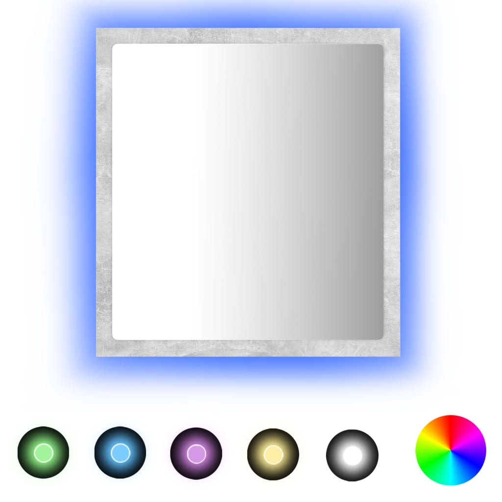 badeværelsesspejl med LED-lys 40x8,5x37 cm akryl betongrå