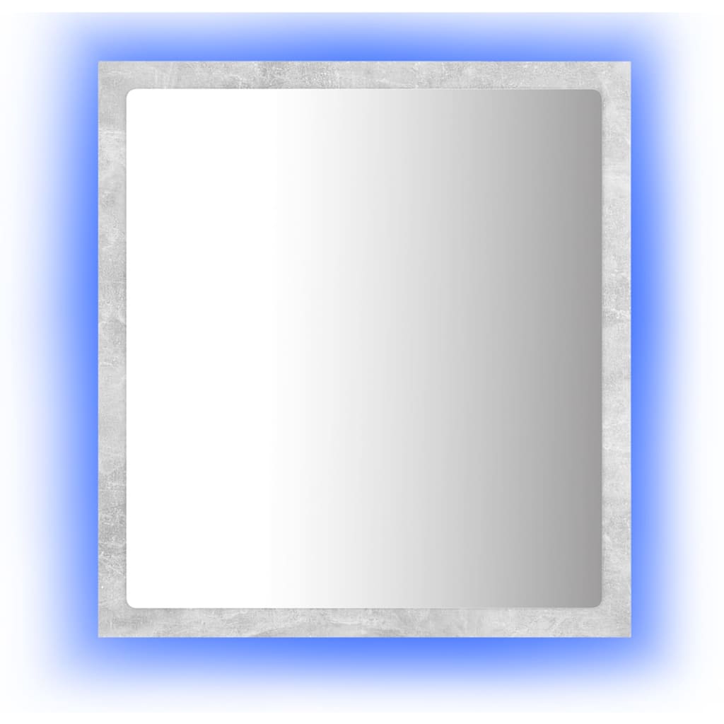 badeværelsesspejl med LED-lys 40x8,5x37 cm akryl betongrå