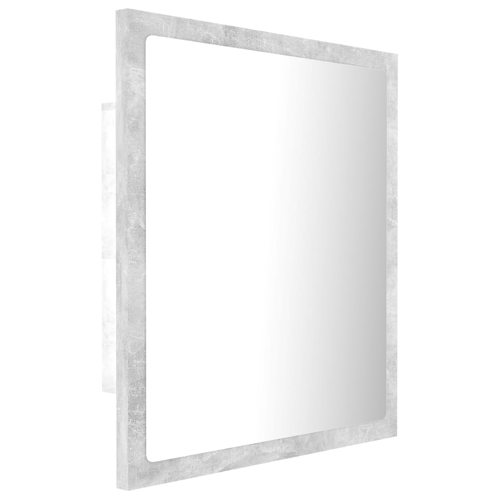 badeværelsesspejl med LED-lys 40x8,5x37 cm akryl betongrå