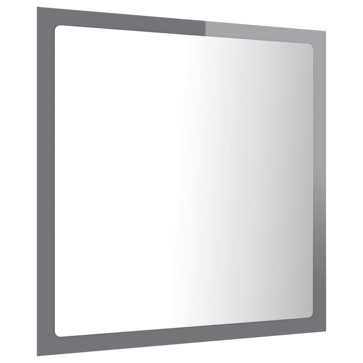 badeværelsesspejl med LED-lys 40x8,5x37 cm akryl grå højglans