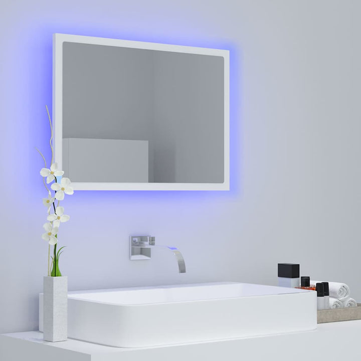 badeværelsesspejl med LED-lys 60x8,5x37 akryl hvid