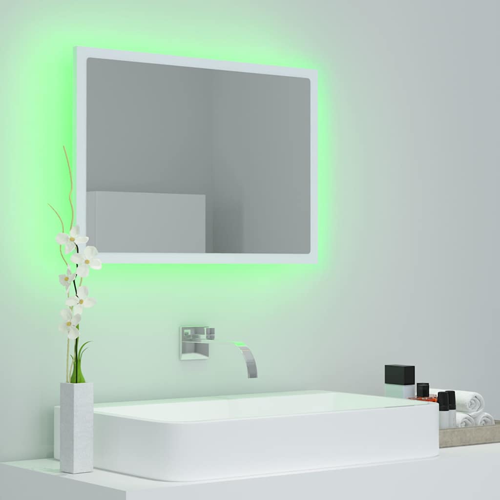 badeværelsesspejl med LED-lys 60x8,5x37 akryl hvid