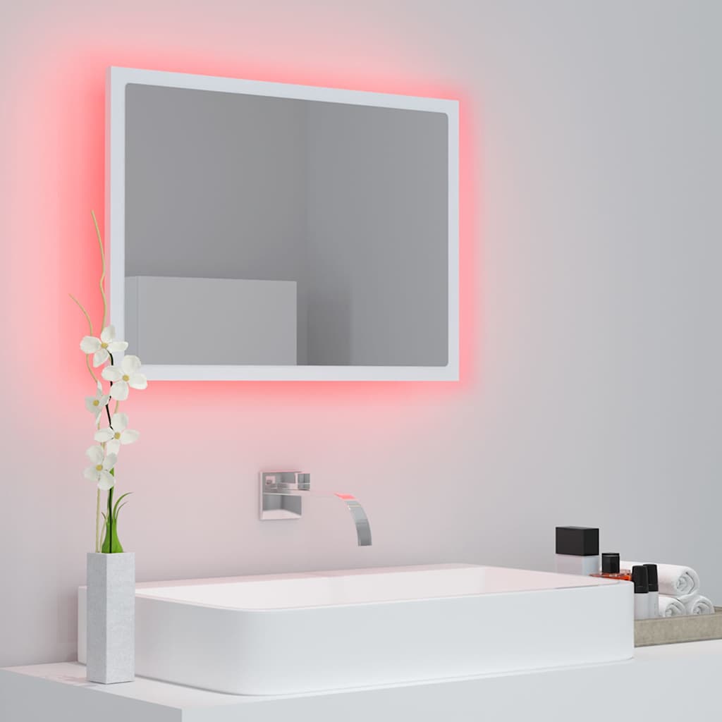 badeværelsesspejl med LED-lys 60x8,5x37 akryl hvid
