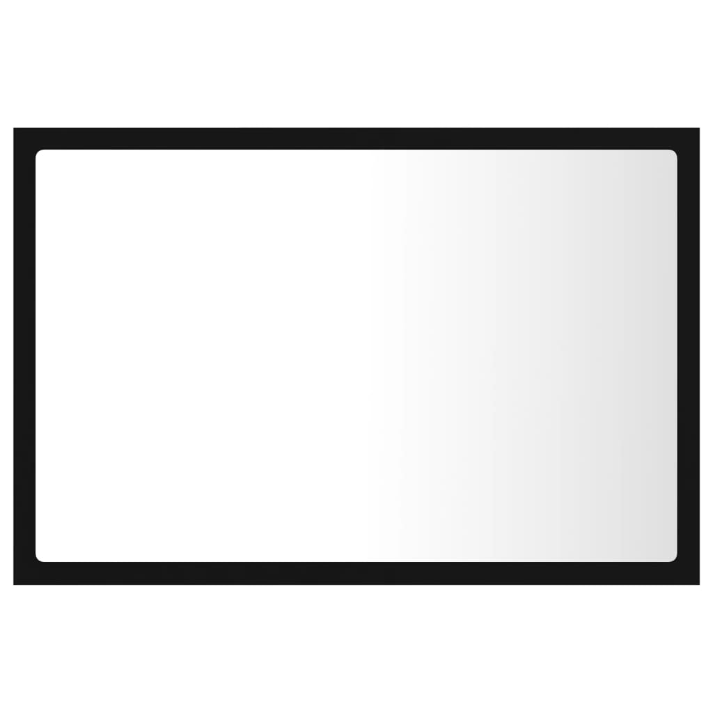 badeværelsesspejl med LED-lys 60x8,5x37 cm akryl sort