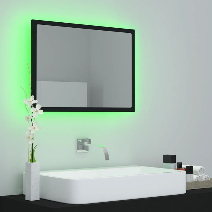badeværelsesspejl med LED-lys 60x8,5x37 cm akryl sort