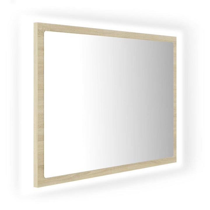badeværelsesspejl med LED-lys 60x8,5x37 cm akryl sonoma-eg