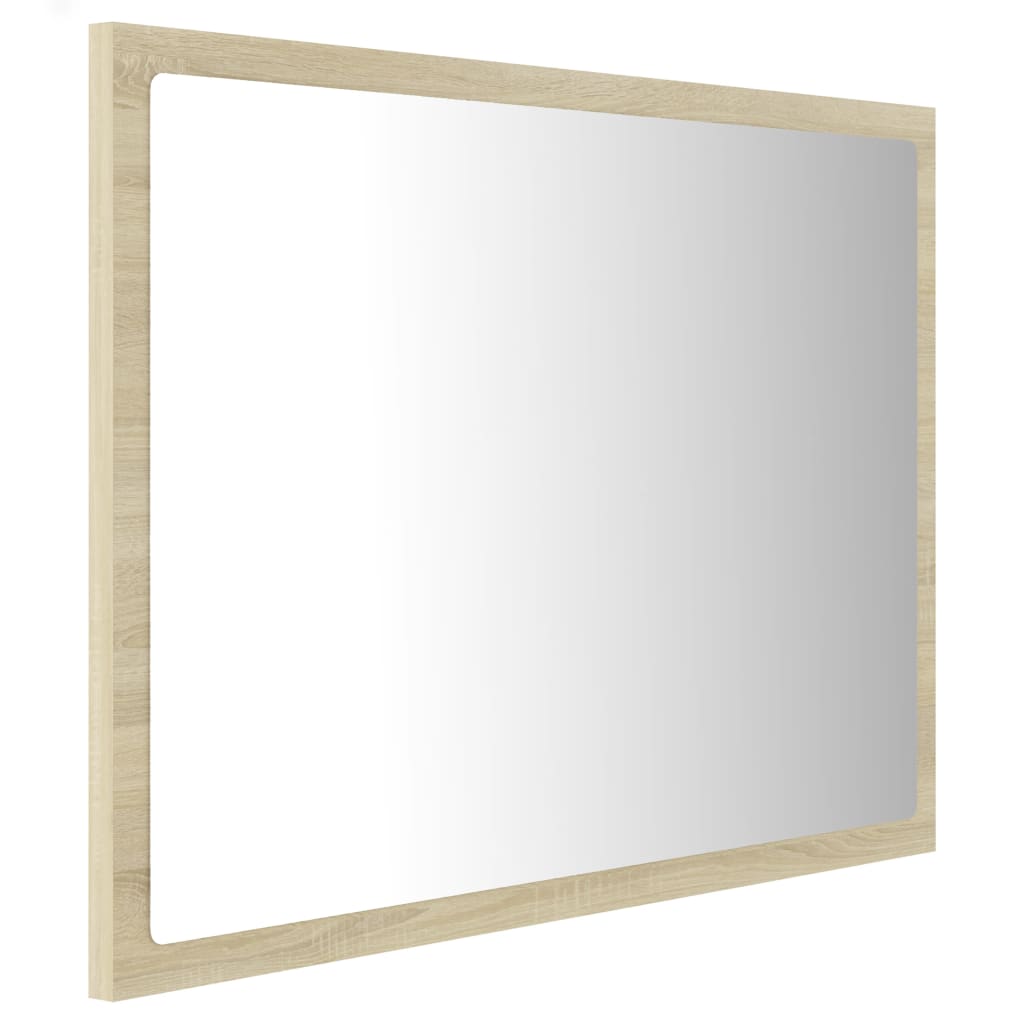 badeværelsesspejl med LED-lys 60x8,5x37 cm akryl sonoma-eg