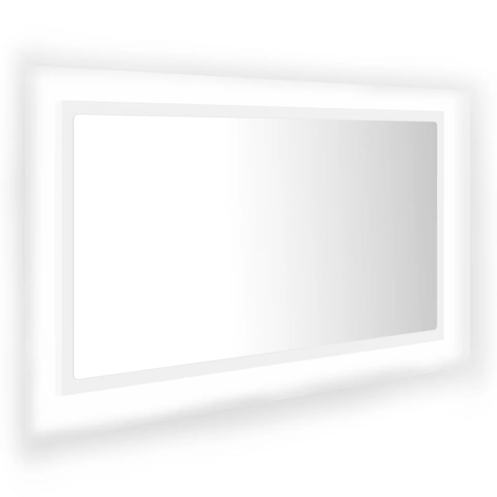 badeværelsesspejl med LED-lys 80x8,5x37 cm akryl hvid