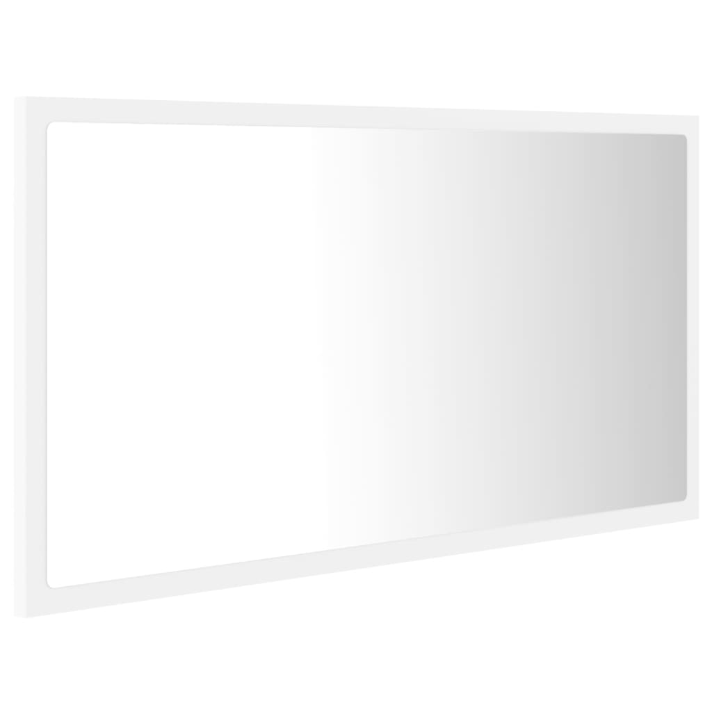 badeværelsesspejl med LED-lys 80x8,5x37 cm akryl hvid
