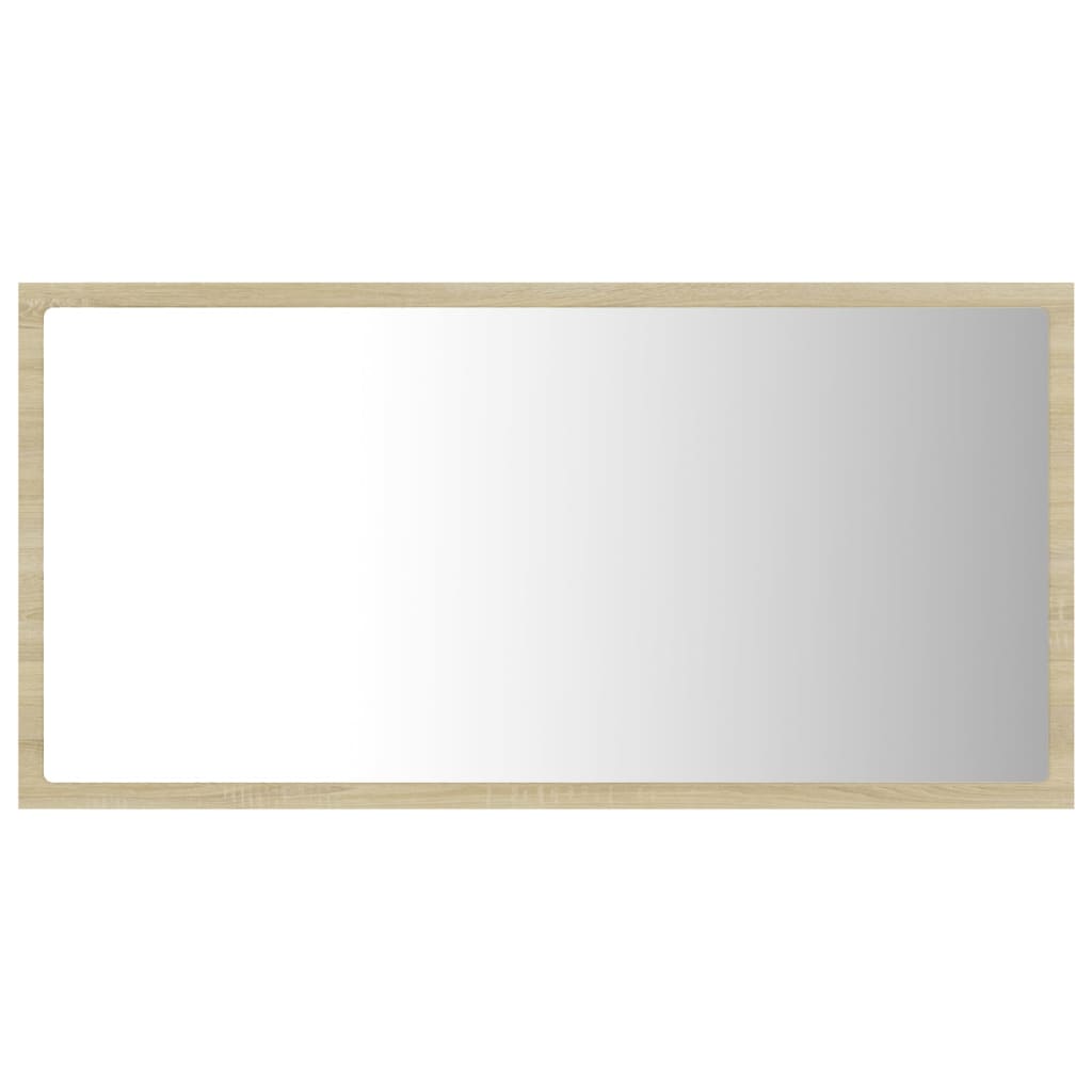 badeværelsesspejl med LED-lys 80x8,5x37 cm akryl sonoma-eg
