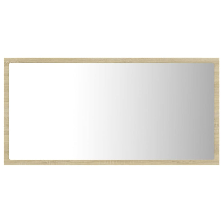 badeværelsesspejl med LED-lys 80x8,5x37 cm akryl sonoma-eg